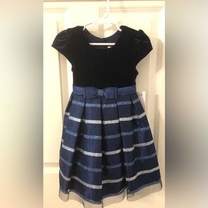 Jona Michelle, toddler dress, 3T, navy blue, silver and blue sparkle